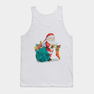 unique christmas picture of cute santa with stocking Tank Top